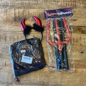 Kids Devil Costume w/ Horns, Pitchfork and Cloak